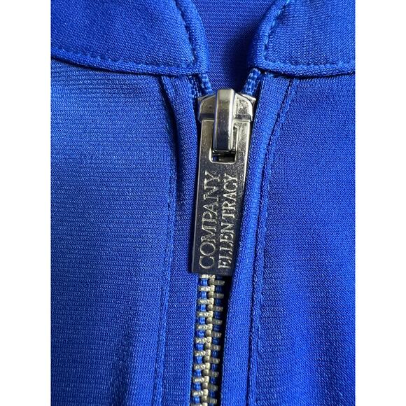 Ellen Tracy Women's Blouse Medium Persian Blue Zip Front Relaxed Fit Long Sleeve - Picture 8 of 10